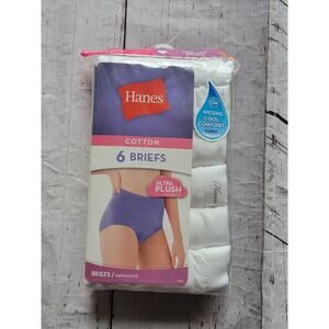 Vintage NEW Hanes 6 Cotton Women's White Briefs Size 6